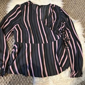 Torrid Striped Silky Wrap Top Blouse Shirt Size 00